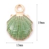 Picture of Zinc Based Alloy Ocean Jewelry Charms Shell Gold Plated Green Enamel Sequins 19mm( 6/8") x 13mm( 4/8"), 10 PCs