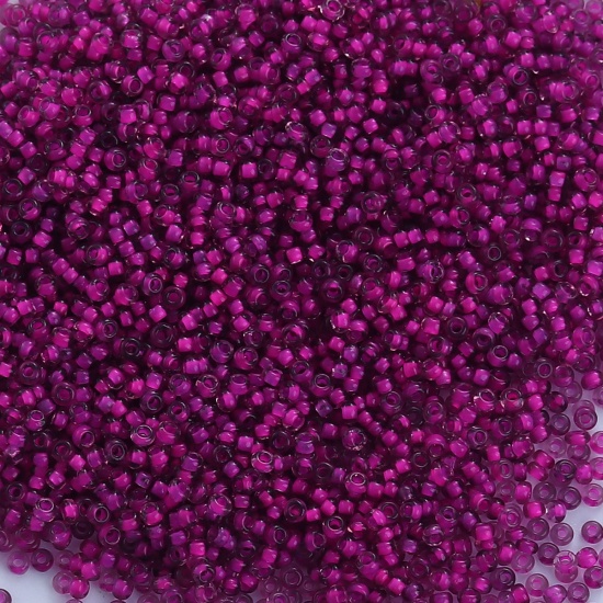 Picture of (Japan Import) Glass Seed Beads Round Fuchsia Mauve Inside Color About 2mm x 1.5mm, Hole: Approx 0.8mm, 100 Grams (Approx 95 PCs/Gram)