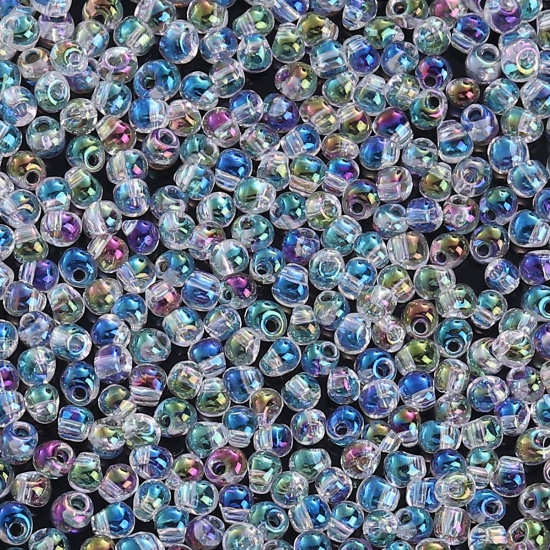 Bild von (Japan Import) Glas Tropfen Fringe Rocailles Perlen AB Farbe Lüster Transparent ca. 4mm x 3.5mm, Loch:ca. 0.9mm, 20 Gramm (ca. 20 Stück/Gramm)