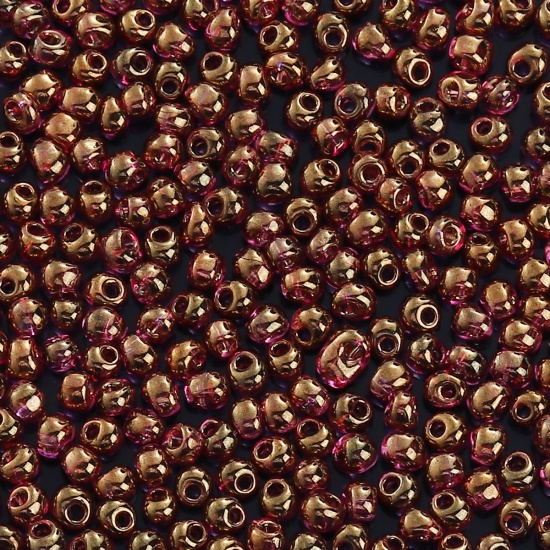 Bild von (Japan Import) Glas Tropfen Fringe Rocailles Perlen Fuchsie Lüster Transparent ca. 4mm x 3.5mm, Loch:ca. 0.9mm, 20 Gramm (ca. 20 Stück/Gramm)