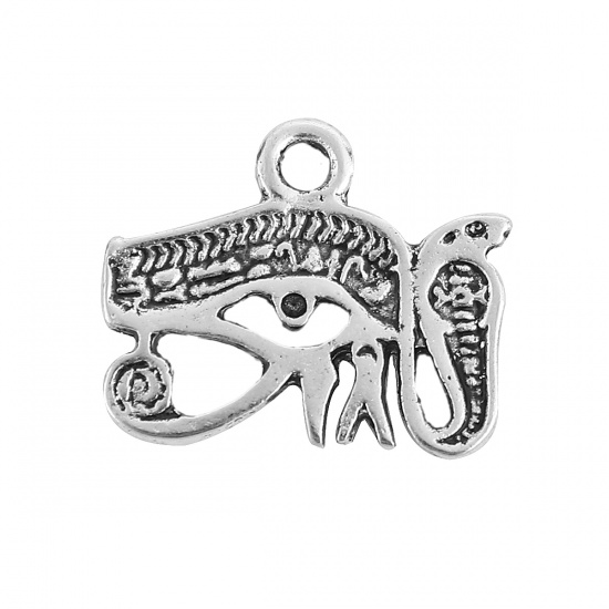 Picture of Zinc Based Alloy Charms The Eye Of Horus Antique Silver (Can Hold ss5 Pointed Back Rhinestone) Snake 18mm( 6/8") x 15mm( 5/8"), 20 PCs