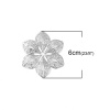 Picture of Iron Based Alloy Embellishments Flower Silver Tone Filigree 60mm(2 3/8") x 53mm(2 1/8"), 30 PCs