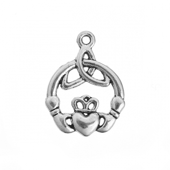 Picture of Zinc Based Alloy Charms Celtic Knot Antique Silver Crown 24mm(1") x 19mm( 6/8"), 50 PCs