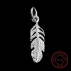 Picture of Sterling Silver Charms Silver Feather W/ Jump Ring 21mm( 7/8") x 5mm( 2/8"), 2 Grams (Approx 4 PCs)