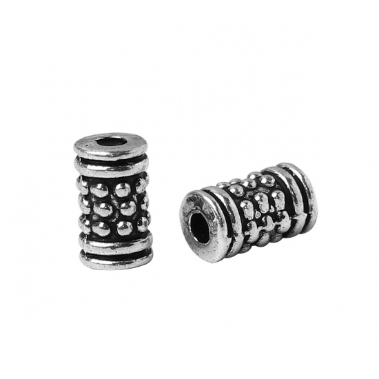 Picture of Zinc Based Alloy Spacer Beads Cylinder Antique Silver 6.7mm x 3.8mm, Hole: Approx 1.2mm, 200 PCs