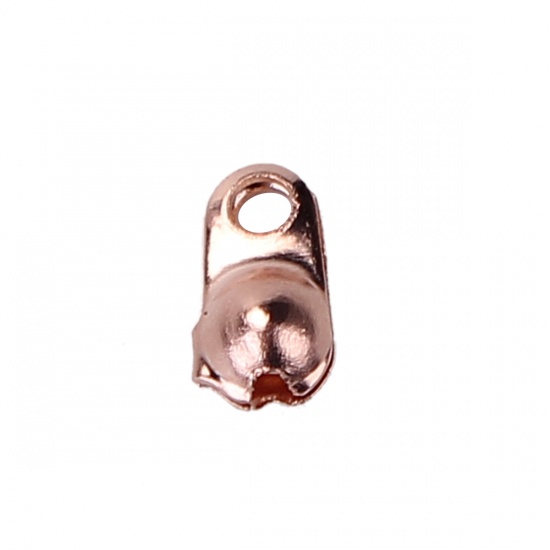 Picture of Iron Based Alloy Bead Tips (Knot Cover) Clamshell Rose Gold (Fits Chain Size: 2.4mm) 6mm x 5mm, 300 PCs