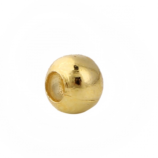 Picture of Copper Spacer Beads Round Gold Plated About 2.4mm( 1/8") Dia, Hole: Approx 0.7mm, 1000 PCs
