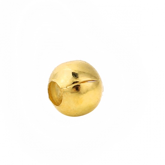 Picture of Copper Spacer Beads Round Gold Plated About 3mm( 1/8") Dia, Hole: Approx 0.7mm, 1000 PCs