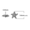 Immagine di Lega di Zinco Separatori Perline Stella di Mare Argento Antico Circa 14mm x 14mm, Foro:Circa 0.8mm, 50 Pz
