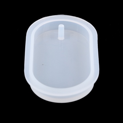 Picture of Silicone Resin Mold For Jewelry Making Oval White 80mm(3 1/8") x 46mm(1 6/8"), 1 Piece