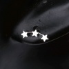Picture of Sterling Silver Ear Post Stud Earrings Silver Pentagram Star 12mm( 4/8") x 4mm( 1/8"), Post/ Wire Size: (20 gauge), 1 Pair