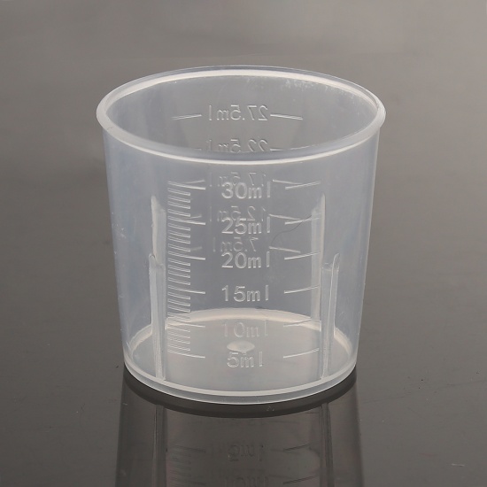 Picture of 30ml Plastic Measuring Cup For Slime Cylinder Transparent Clear 3.8cm(1 4/8") x 3.6cm(1 3/8"), 2 PCs
