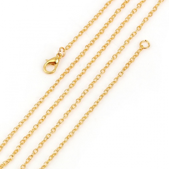 Picture of Iron Based Alloy Link Cable Chain Necklace Gold Plated 77cm(30 3/8") long, Chain Size: 3x2.2mm( 1/8" x 1/8"), 1 Packet ( 12 PCs/Packet)