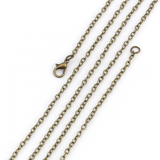 Picture of Iron Based Alloy Link Cable Chain Necklace Antique Bronze 77cm(30 3/8") long, Chain Size: 4x2.5mm( 1/8" x 1/8"), 1 Packet ( 12 PCs/Packet)