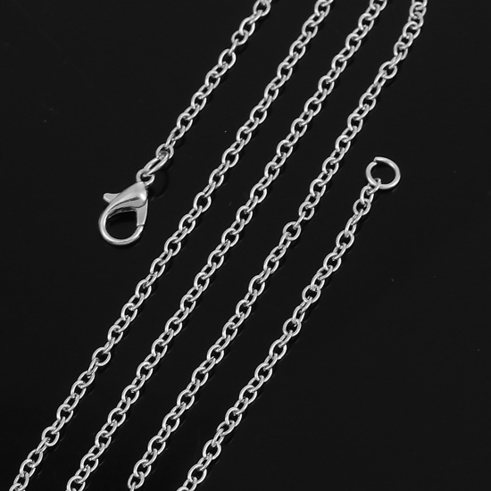 Picture of Iron Based Alloy Link Cable Chain Necklace Silver Tone 45.5cm(17 7/8") long, Chain Size: 3mm x2.4mm( 1/8" x 1/8"), 1 Packet ( 12 PCs/Packet)