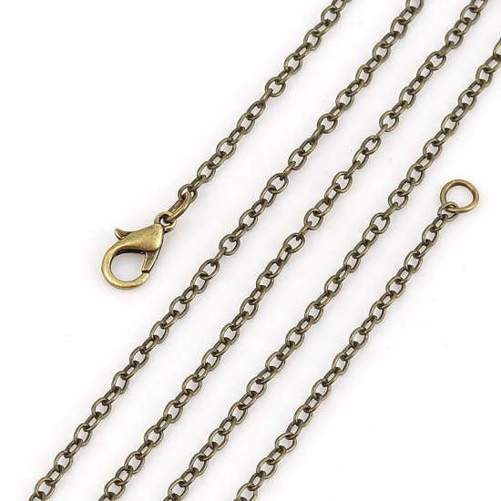 Picture of Iron Based Alloy Link Cable Chain Necklace Antique Bronze 45.5cm(17 7/8") long, Chain Size: 3mm x2.4mm( 1/8" x 1/8"), 1 Packet ( 12 PCs/Packet)