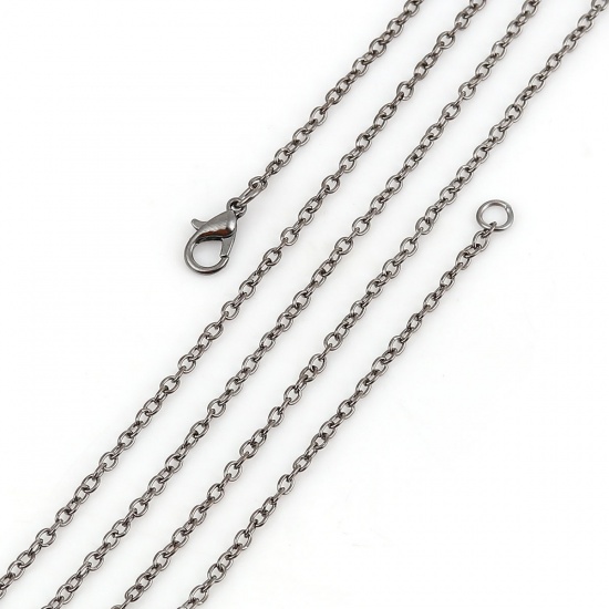 Bild von Eisenlegierung Gliederkette Kette Halskette Metallgrau 62cm lang, Kettegröße: 3x2.3mm, 1 Packung ( 12 Stück/Packung)