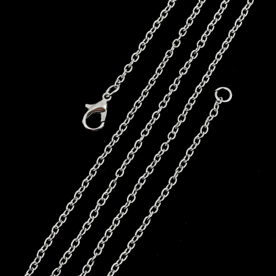 Picture of Iron Based Alloy Link Cable Chain Necklace Silver Tone 51cm(20 1/8") long, Chain Size: 3x2.2mm( 1/8" x 1/8"), 1 Packet ( 12 PCs/Packet)