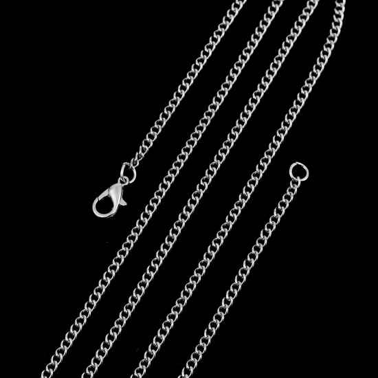 Picture of Iron Based Alloy Link Curb Chain Necklace Silver Tone 51cm(20 1/8") long, Chain Size: 4x2.7mm( 1/8" x 1/8"), 1 Packet ( 12 PCs/Packet)