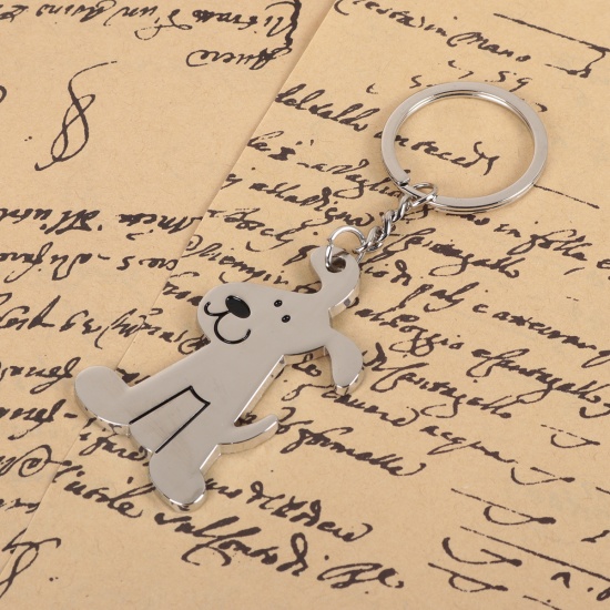 Bild von Schlüsselkette & Schlüsselring Hund Silberfarbe 11cm x 3.2cm, 3 Stück