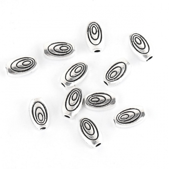 Picture of Zinc Based Alloy Spacer Beads Oval Antique Silver Spiral 10mm x 6mm, Hole: Approx 1.8mm, 100 PCs