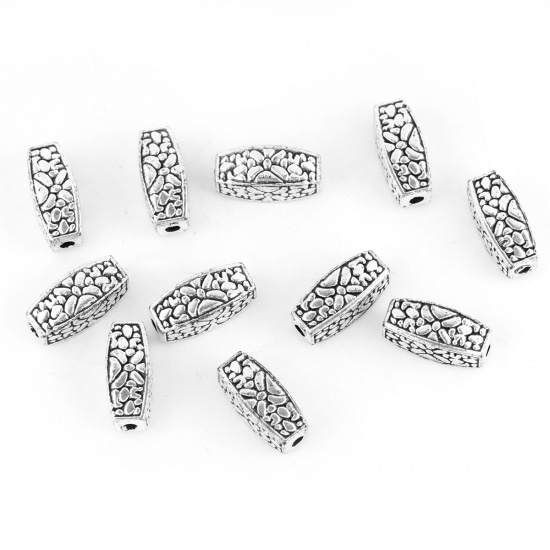 Picture of Zinc Based Alloy Spacer Beads Marquise Antique Silver 12mm x 5mm, Hole: Approx 1.5mm, 50 PCs