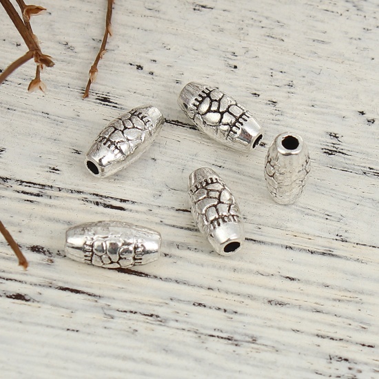Picture of Zinc Based Alloy Spacer Beads Marquise Antique Silver 10mm x 5mm, Hole: Approx 1.6mm, 100 PCs