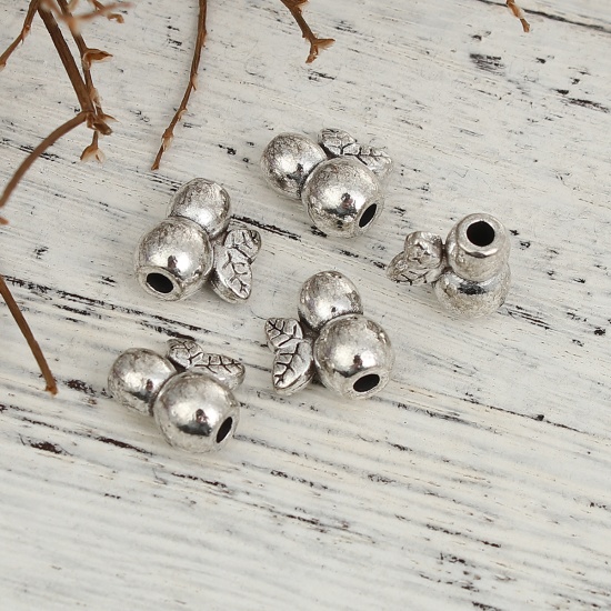 Picture of Zinc Based Alloy Spacer Beads Calabash Antique Silver 11mm x 10mm, Hole: Approx 2.2mm, 50 PCs