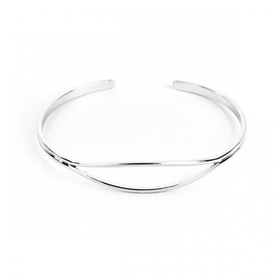 Imagen de Cobre Abierta Cuff Brazaletes Pulseras Oliva Argentado 18cm longitud, 1 Unidad
