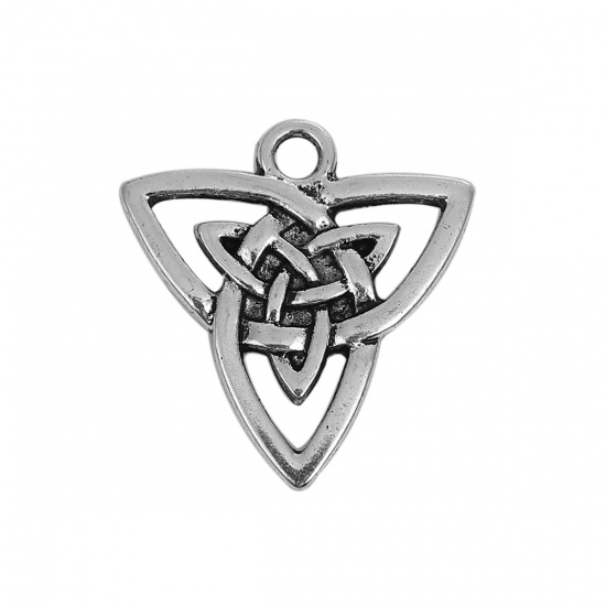 Picture of Zinc Based Alloy Charms Celtic Knot Antique Silver 20mm( 6/8") x 19mm( 6/8"), 30 PCs