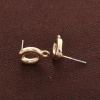Bild von Zinklegierung Ohrring Ohrstecker Zubehör Oval Vergoldet M/Öse 13mm x 8mm, Drahtstärke: (21 gauge), 10 Stück