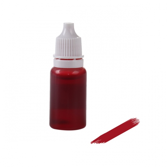 Picture of Mixed DIY Tools For Slime Pigment Liquid Dye Cylinder Red 60mm(2 3/8") x 21mm( 7/8"), 2 Bottles