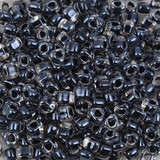 Immagine di (Japan Importazione) Vetro Seme Triangolare Perline Blu Nero Trasparente Colore Interno Come 4.7mmx 4.4mm, Foro: Circa 1.7mm x1.5mm, 10 Grammi (Circa 11 Pz / Grammo)