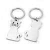 Bild von Schlüsselkette & Schlüsselring Katze Silberfarbe 88mm x 32mm, 2 Stück