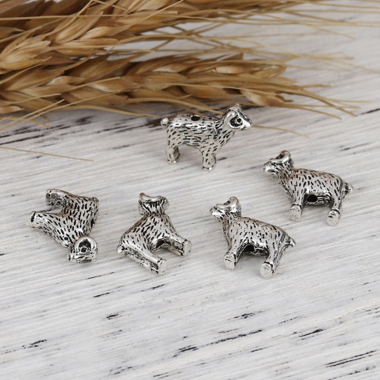 Picture of Zinc Based Alloy 3D Beads Sheep Antique Silver 15mm x 13mm, Hole: Approx 1.2mm, 20 PCs
