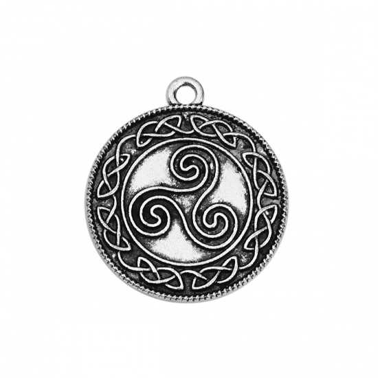 Picture of Zinc Based Alloy Charms Celtic Knot Antique Silver Spiral 29mm(1 1/8") x 25mm(1"), 20 PCs