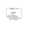 Picture of Stainless Steel Pet Silhouette Blank Stamping Tags Pendants Mouse Animal Heart Silver Tone Roller Burnishing 35mm x 15mm, 2 PCs