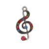 Picture of Zinc Based Alloy Pendants Musical Note Antique Silver Multicolor Rhinestone 33mm(1 2/8") x 17mm( 5/8"), 5 PCs