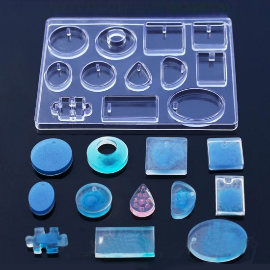 Imagen de Silicone Resin Mold For Jewelry Making Rectangle Transparent Clear Drop 15.4cm(6 1/8") x 11.5cm(4 4/8"), 1 Piece
