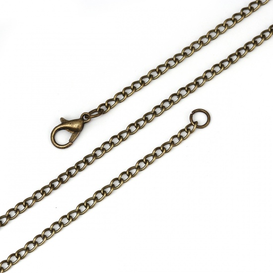 Picture of Iron Based Alloy Link Curb Chain Necklace Antique Bronze 46cm(18 1/8") long, Chain Size: 4x2.5mm( 1/8" x 1/8"), 1 Packet ( 12 PCs/Packet)
