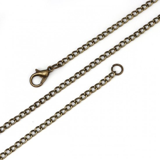 Picture of Iron Based Alloy Link Curb Chain Necklace Antique Bronze 51cm(20 1/8") long, Chain Size: 4x2.5mm( 1/8" x 1/8"), 1 Packet ( 12 PCs/Packet)