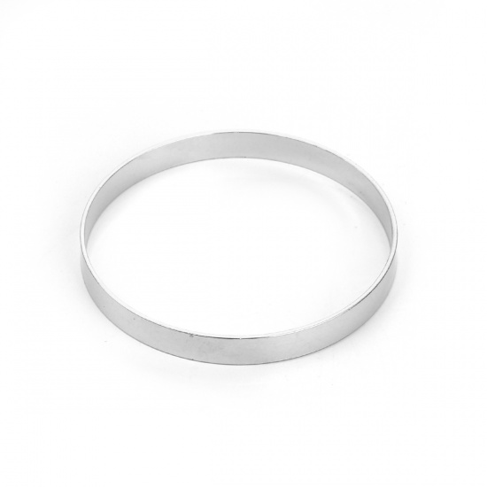 Picture of Copper Bangles Bracelets Round Silver Tone 22cm(8 5/8") long, 2 PCs