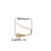 Picture of Copper Ear Wire Hooks Earring Findings 18K Real Gold Plated Shell W/ Loop 18mm( 6/8") x 5mm( 2/8"), Post/ Wire Size: (20 gauge), 10 PCs