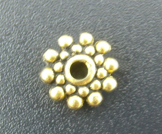 Imagen de Cuentas Espaciador Zamak Copo de nieve,Oro Antiguo 8mm x 8mm, Agujero: acerca de 2.1mm, 100 Unidades