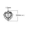 Picture of Zinc Based Alloy Charms Heart Antique Silver Cross 22mm( 7/8") x 20mm( 6/8"), 30 PCs