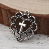 Picture of Zinc Based Alloy Charms Heart Antique Silver Cross 22mm( 7/8") x 20mm( 6/8"), 30 PCs
