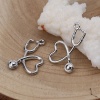 Immagine di Lega di Zinco Charms Stetoscopio Tono Argento Cuore 22mm x 15mm , 20 Pz