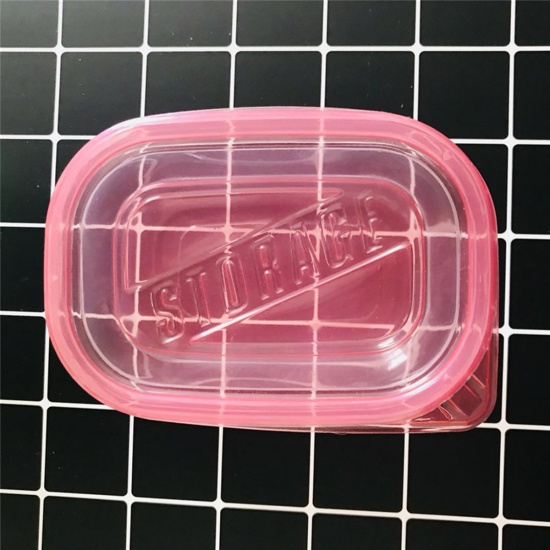 Picture of Plastic DIY Tools Box For Slime Pink Transparent 12.9cm(5 1/8") x 9.2cm(3 5/8"), 2 PCs
