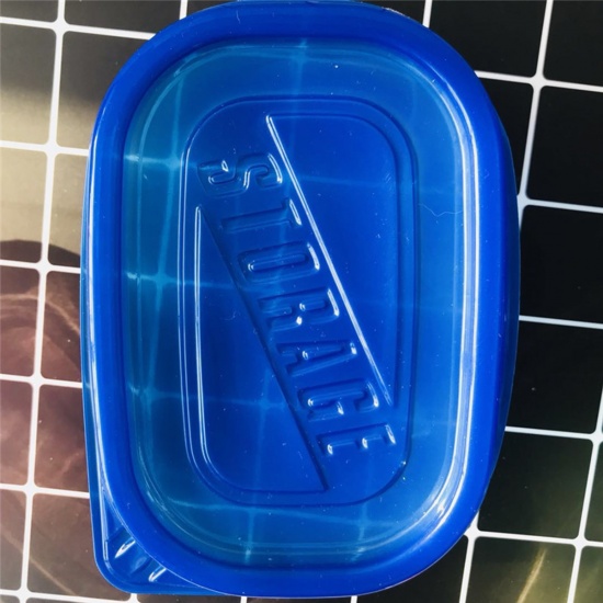 Picture of Plastic DIY Tools Box For Slime Blue Transparent 12.9cm(5 1/8") x 9.2cm(3 5/8"), 2 PCs
