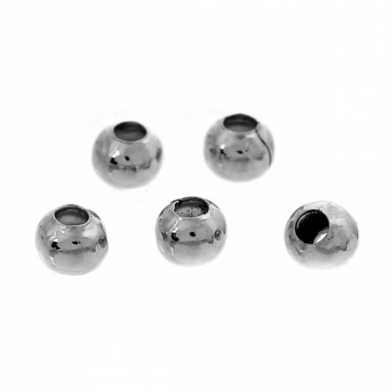 Image de Perle en Alliage Perles de Rocailles Balle Argent Mat 3mm Dia, Taille de Trou: 1.1mm, 1000 PCs